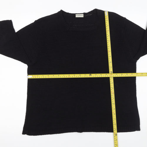 Eastex Women's Black Cotton Knit 3/4 Sleeve Pullover Jumper Size 20
