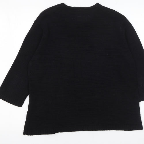 Eastex Women's Black Cotton Knit 3/4 Sleeve Pullover Jumper Size 20