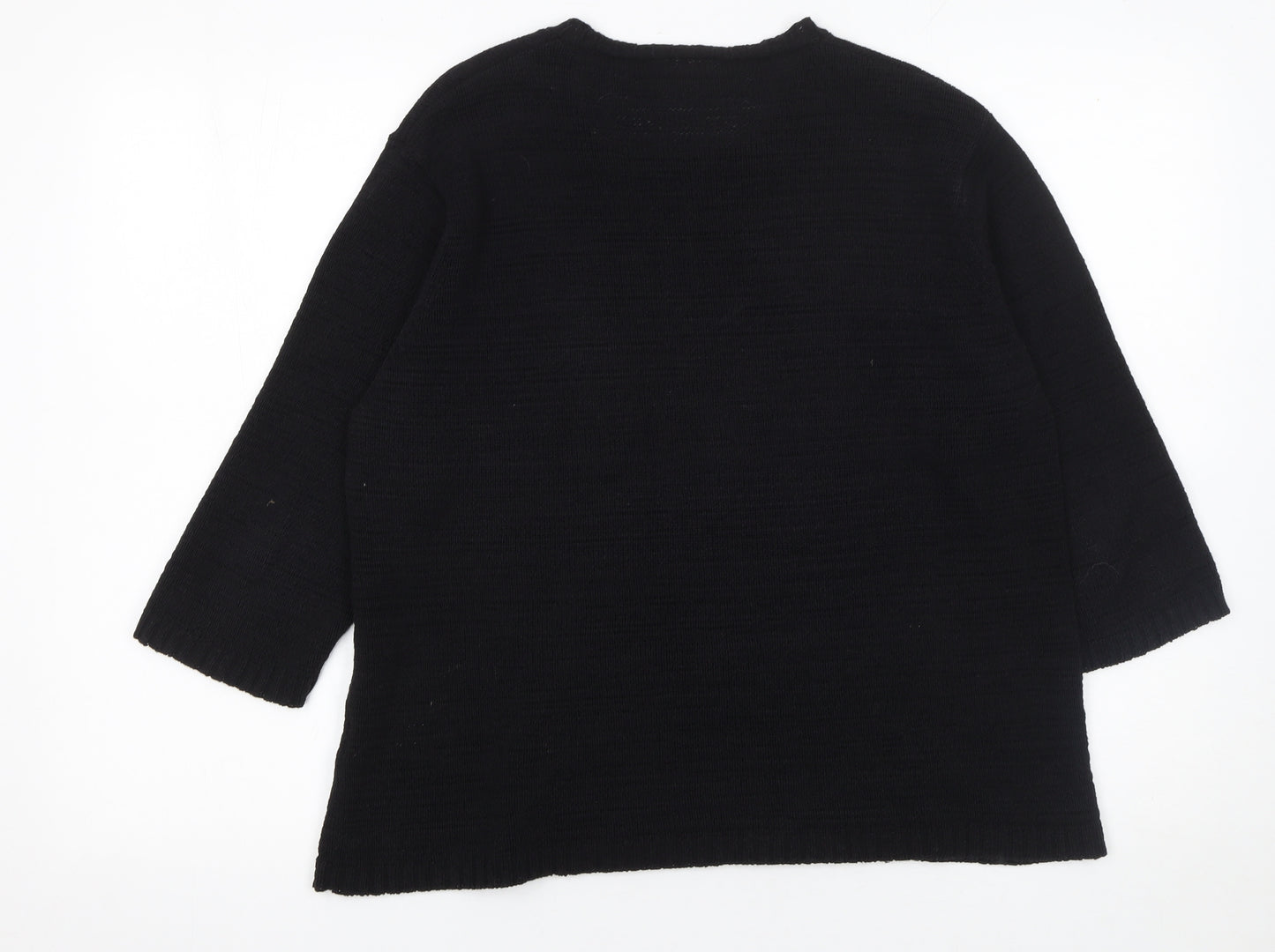 Eastex Women's Black Cotton Knit 3/4 Sleeve Pullover Jumper Size 20