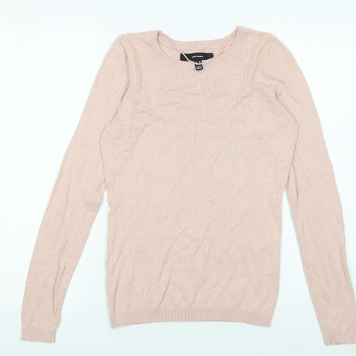 Vero Moda Womens Pink XS Cotton Crew Neck Long Sleeve Pullover Jumper