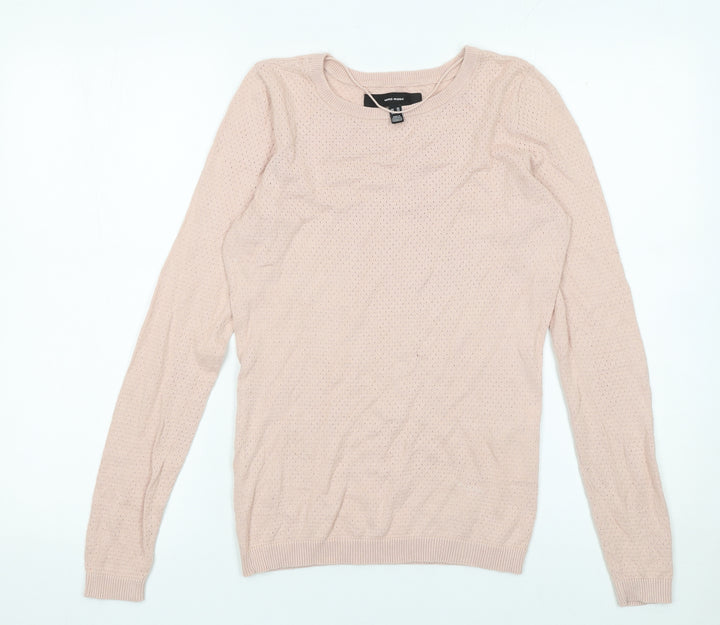 Vero Moda Womens Pink XS Cotton Crew Neck Long Sleeve Pullover Jumper