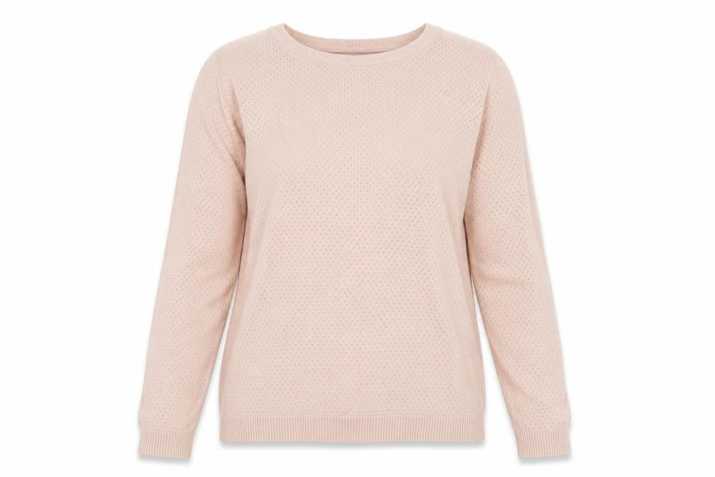 Front view of Vero Moda women’s pink xs cotton crew neck long sleeve jumper