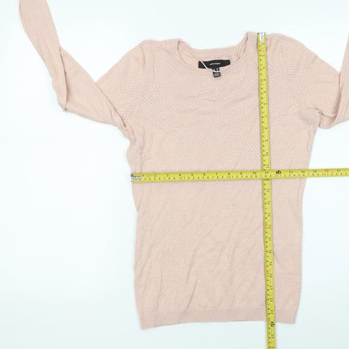 Vero Moda Womens Pink XS Cotton Crew Neck Long Sleeve Pullover Jumper