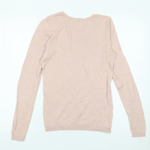 Vero Moda Womens Pink XS Cotton Crew Neck Long Sleeve Pullover Jumper
