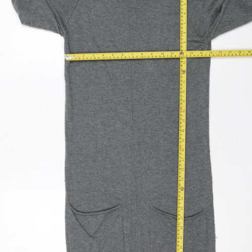 YAYA Women Grey Cashmere Mix Jumper Dress XS Long Sleeve Knitwear