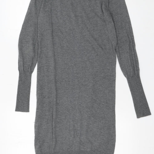 YAYA Women Grey Cashmere Mix Jumper Dress XS Long Sleeve Knitwear