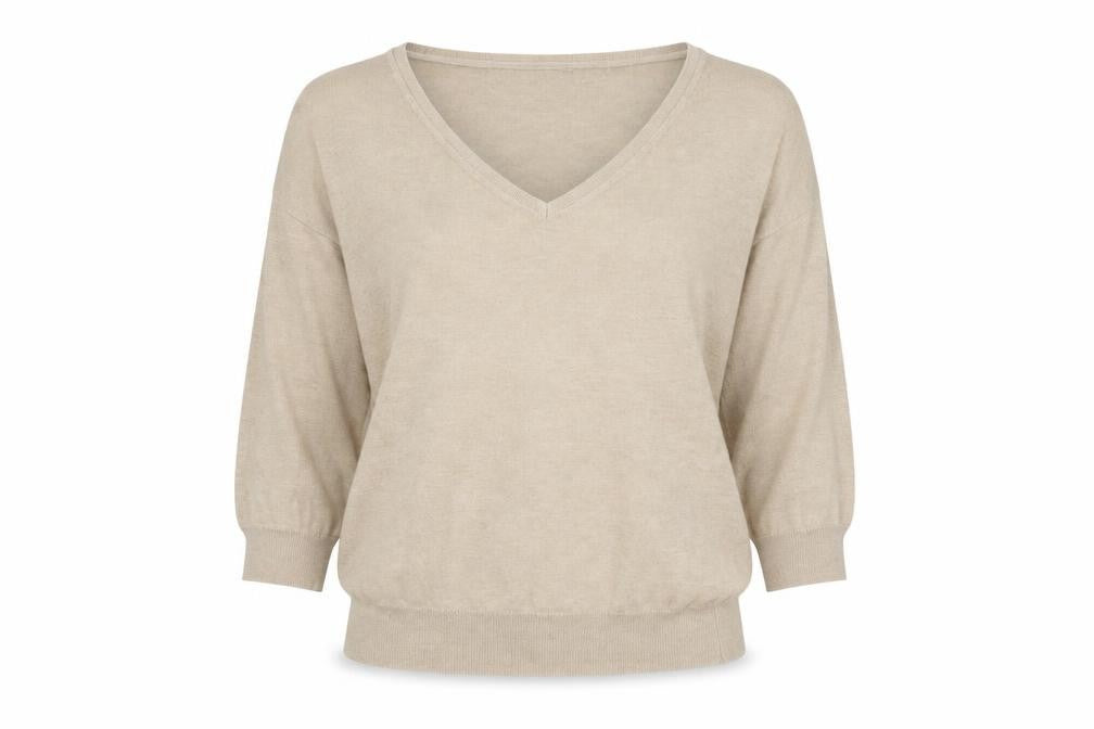 Banana Republic Women Beige Silk Blend V-Neck Pullover Jumper XS