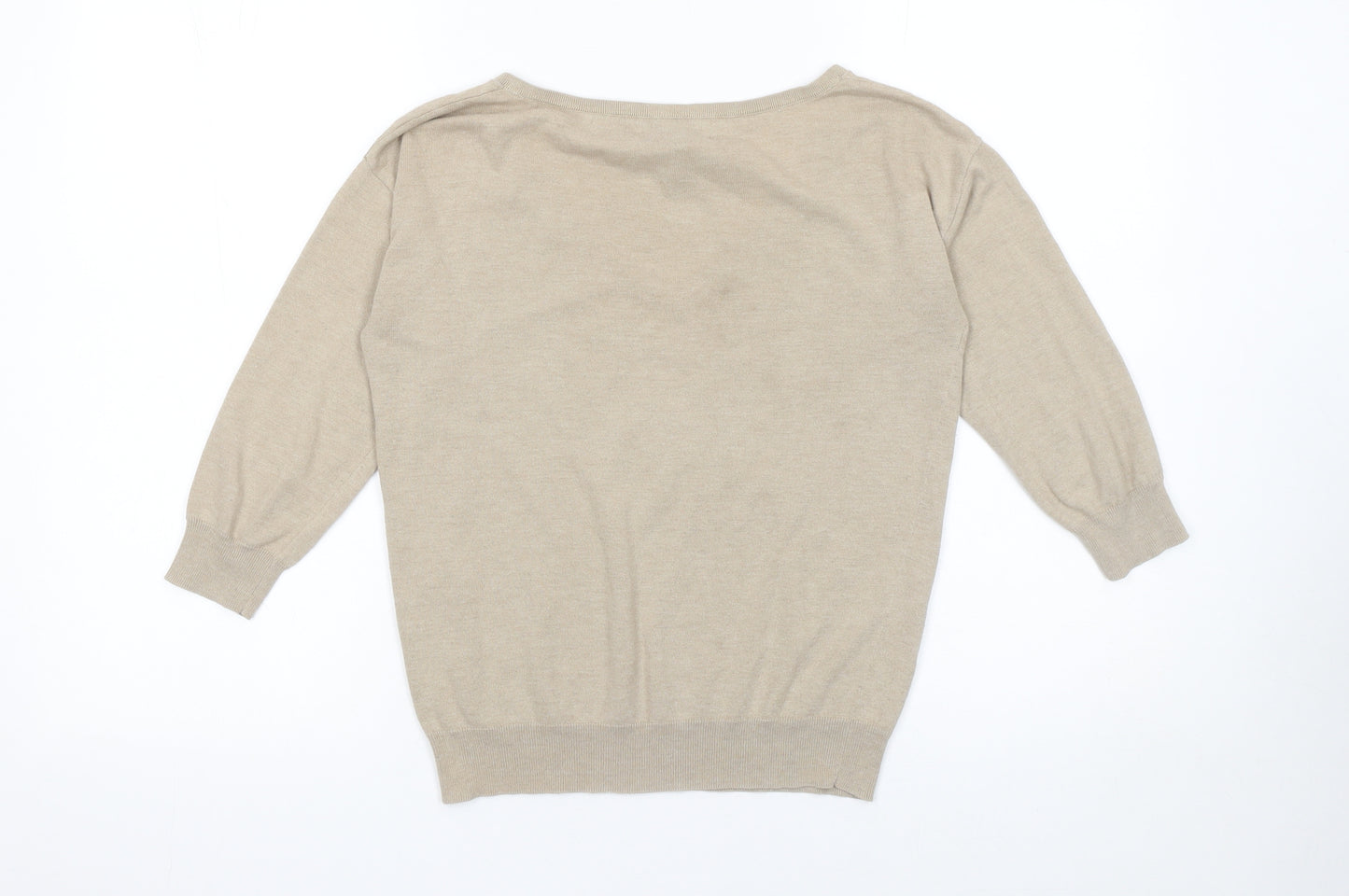 Banana Republic Women Beige Silk Blend V-Neck Pullover Jumper XS