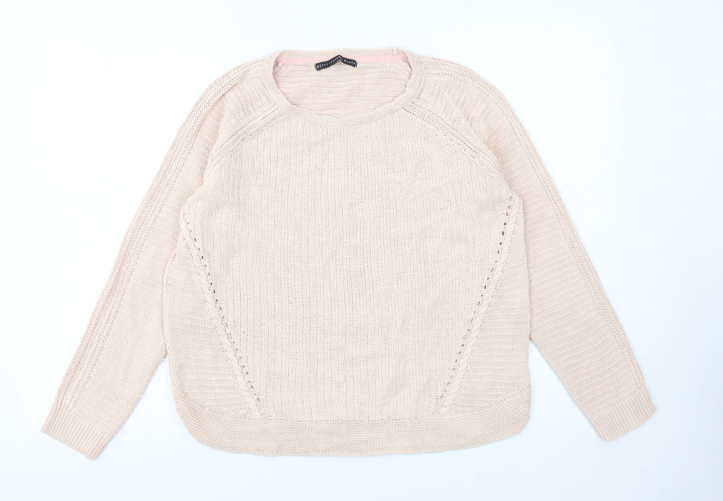 Betty Jackson Black Women's Beige Cotton Knit Jumper Size 12