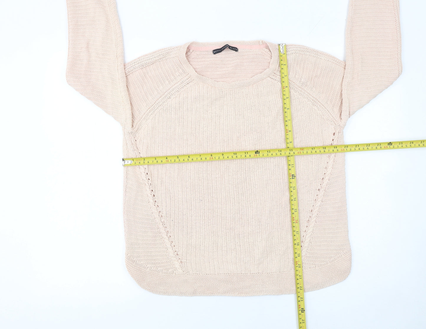 Betty Jackson Black Women's Beige Cotton Knit Jumper Size 12