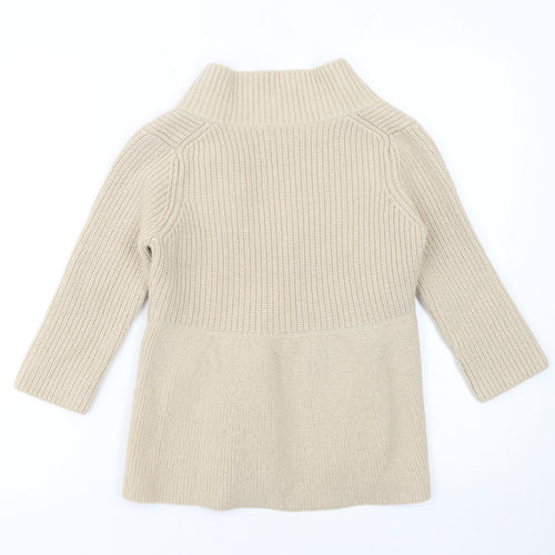 Hoss Intropia Girls Beige Knit Tunic Jumper Large Wool Blend Ribbed Pull On