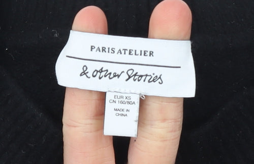 & Other Stories Women’s Black Crew Neck Knit Jumper XS Wool Cotton Mix