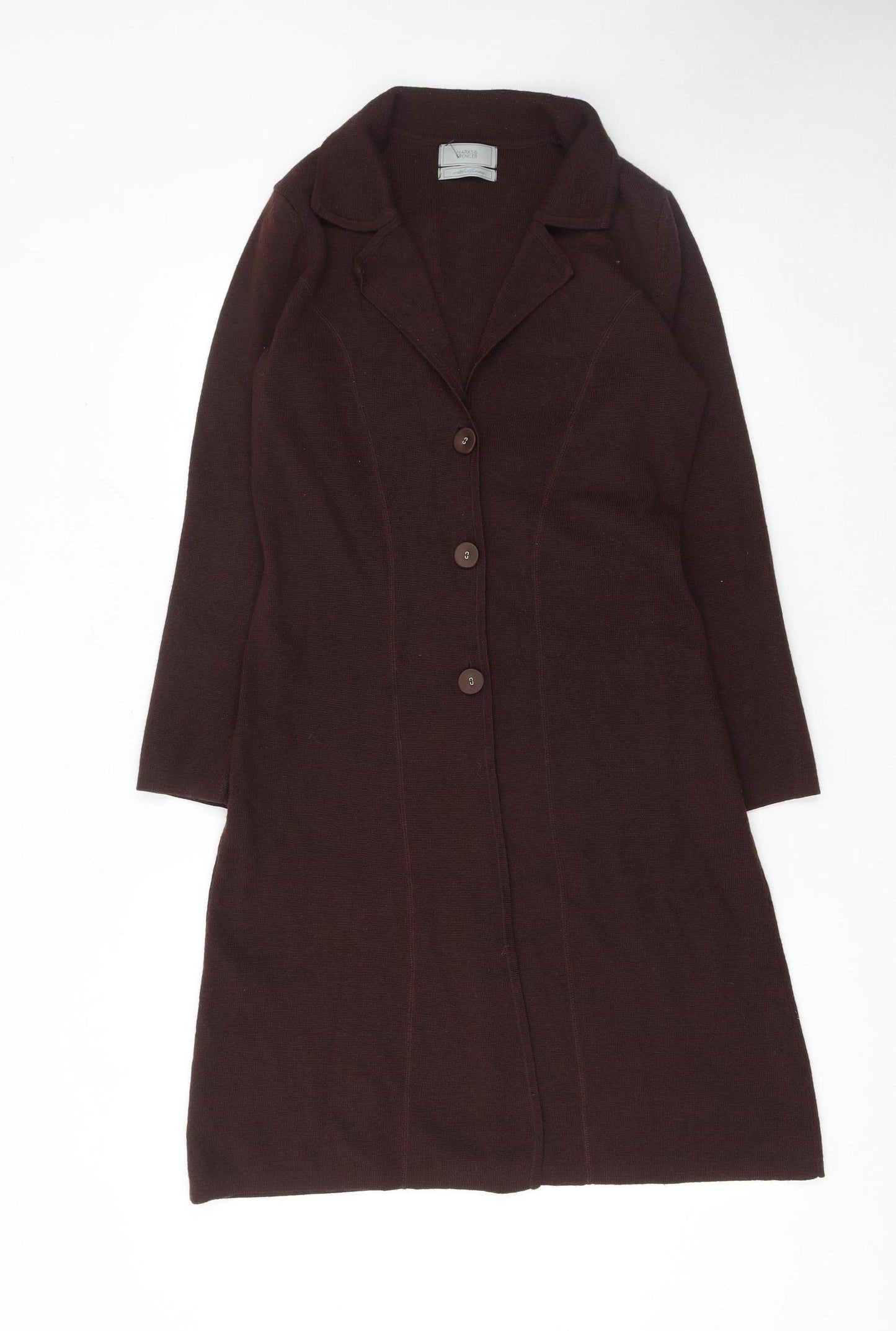 Marks and Spencer Womens Brown Wool Blend Long Cardigan UK 12