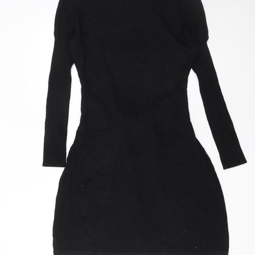 Oui Moments Women's Black Bodycon Knit Belted Dress Size 12