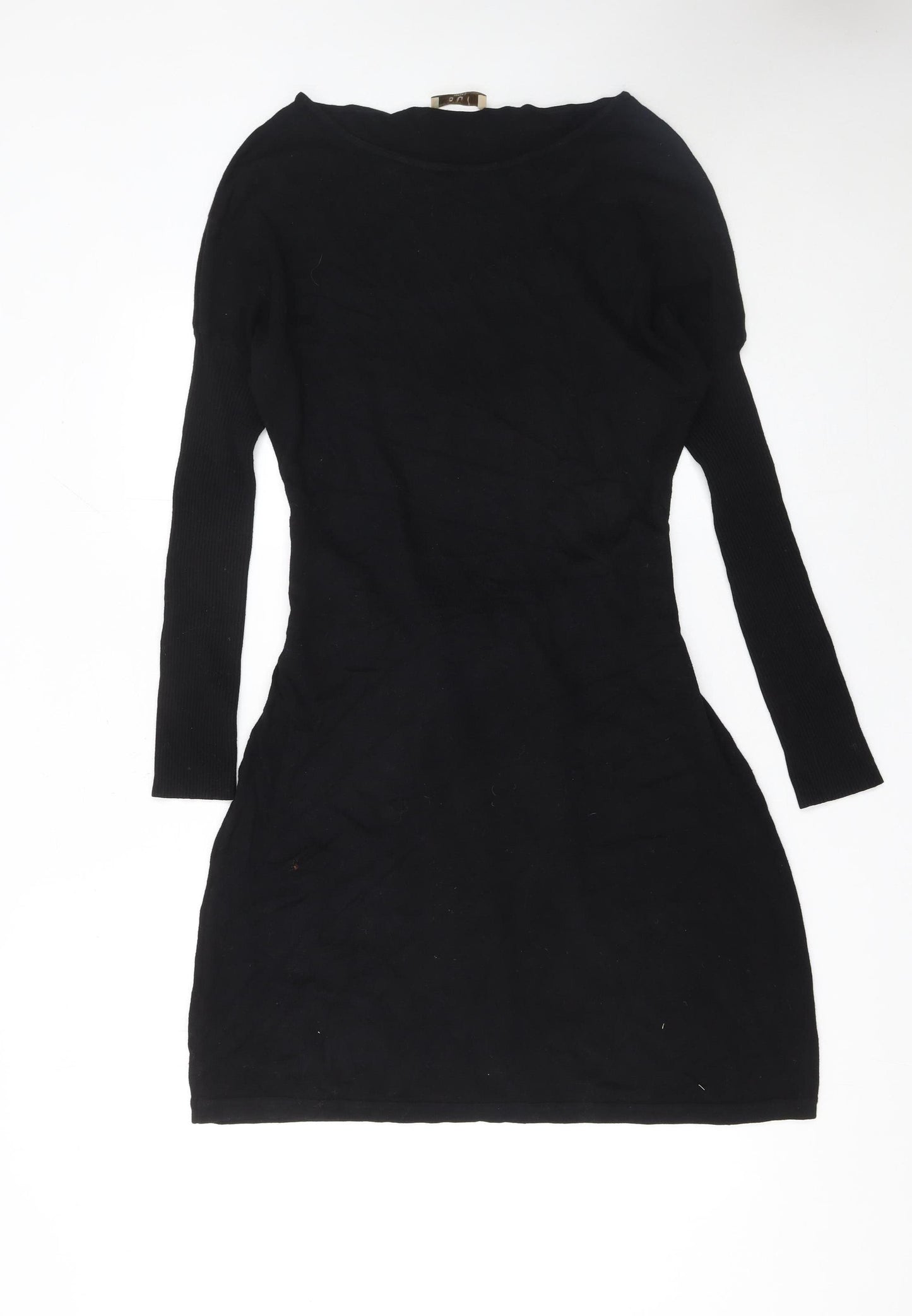 Oui Moments Women's Black Bodycon Knit Belted Dress Size 12