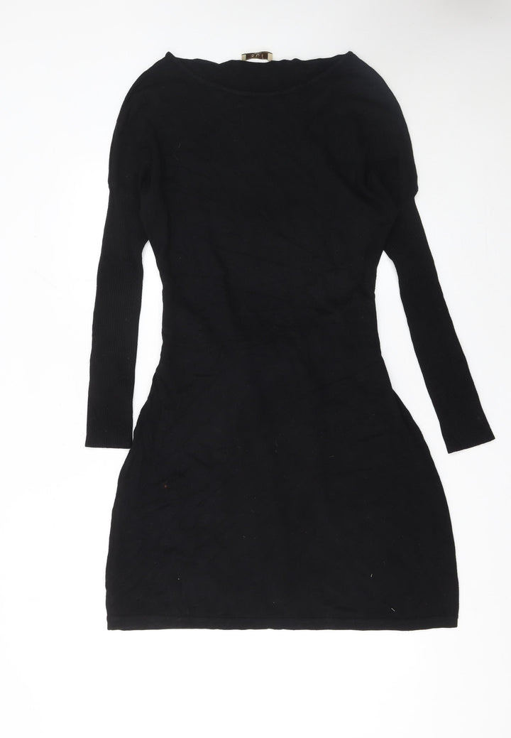 Oui Moments Women's Black Bodycon Knit Belted Dress Size 12
