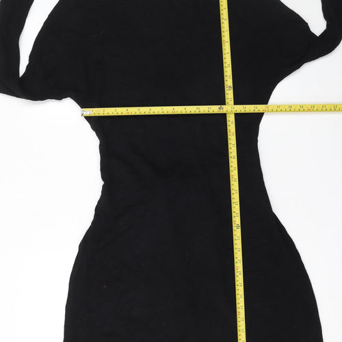 Oui Moments Women's Black Bodycon Knit Belted Dress Size 12