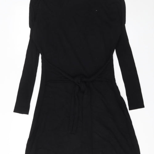 Oui Moments Women's Black Bodycon Knit Belted Dress Size 12