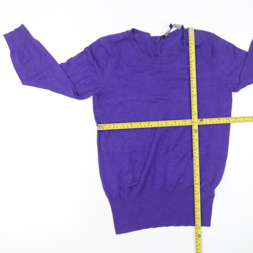 French Connection Women's Purple XS Button Back Knit Cardigan
