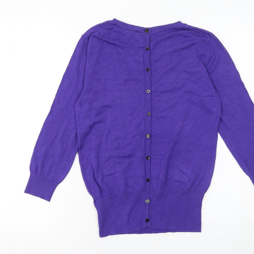 French Connection Women's Purple XS Button Back Knit Cardigan