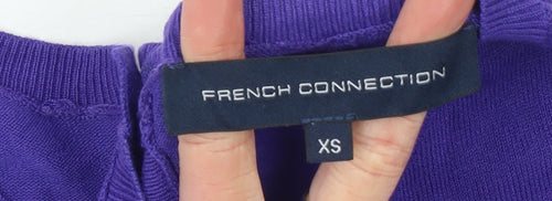 French Connection Women's Purple XS Button Back Knit Cardigan