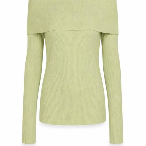 Zara Women's Green Off Shoulder Rib Knit Jumper Size 12