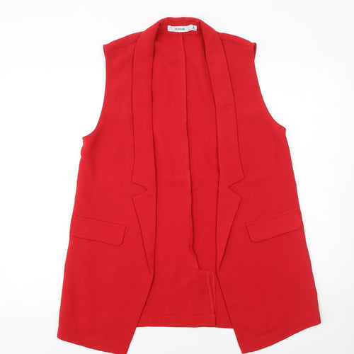 JustFab Women Red Sleeveless Suit Waistcoat M Regular Fit Polyester