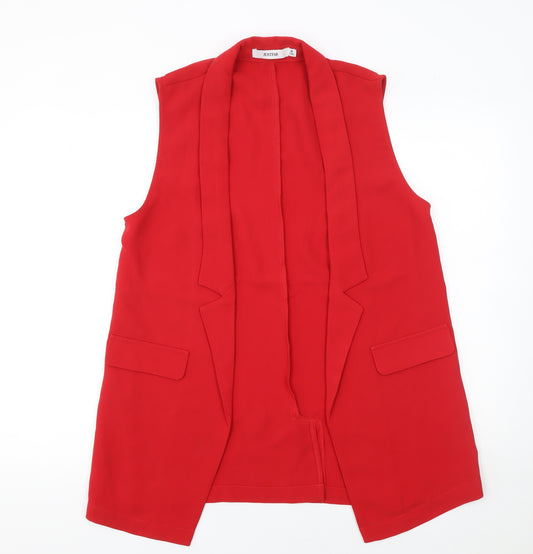 JustFab Women Red Sleeveless Suit Waistcoat M Regular Fit Polyester