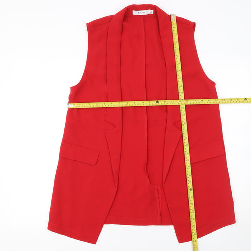 JustFab Women Red Sleeveless Suit Waistcoat M Regular Fit Polyester