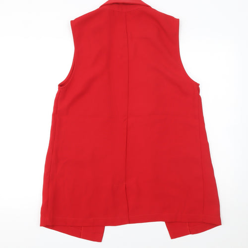 JustFab Women Red Sleeveless Suit Waistcoat M Regular Fit Polyester