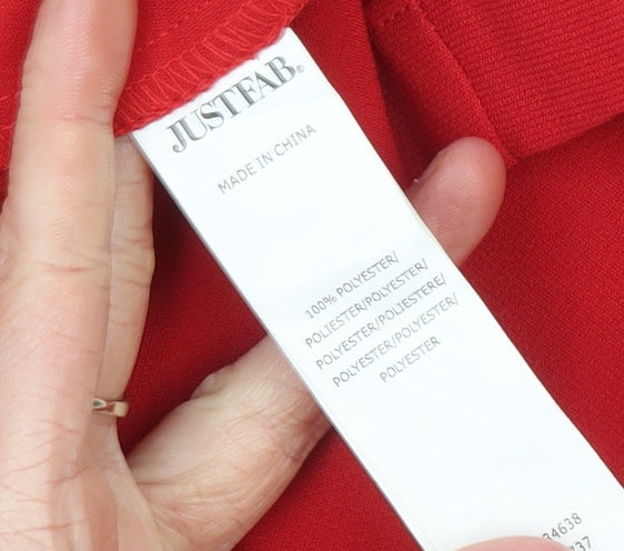 JustFab Women Red Sleeveless Suit Waistcoat M Regular Fit Polyester