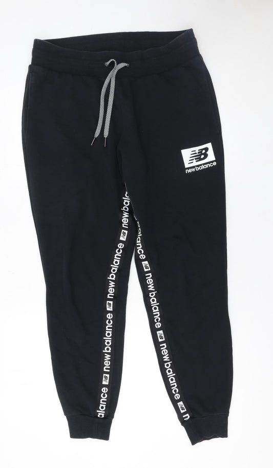 New Balance Womens Black Jogger Sweatpants M Elastic Waist Logo