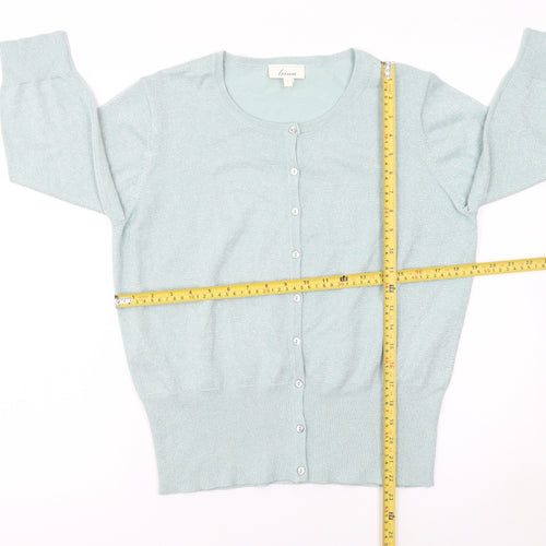 Linea Women Green L Cardigan Round Neck Lightweight Knit