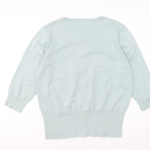 Linea Women Green L Cardigan Round Neck Lightweight Knit