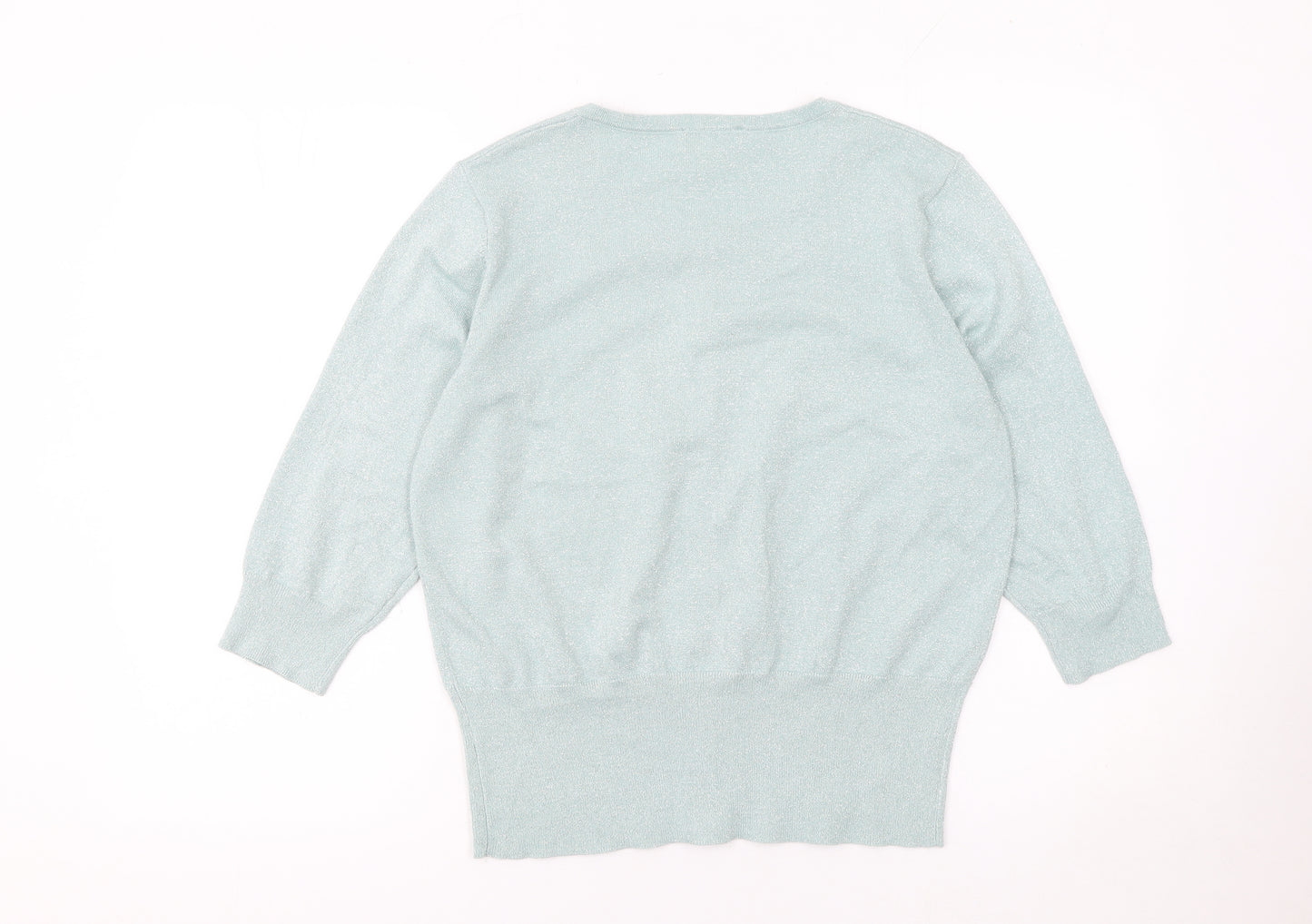 Linea Women Green L Cardigan Round Neck Lightweight Knit