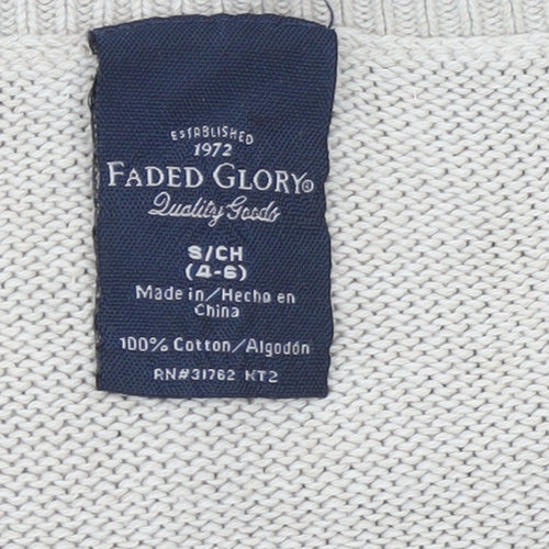 Faded Glory Womens Beige Fair Isle V-Neck Cotton Jumper Size S
