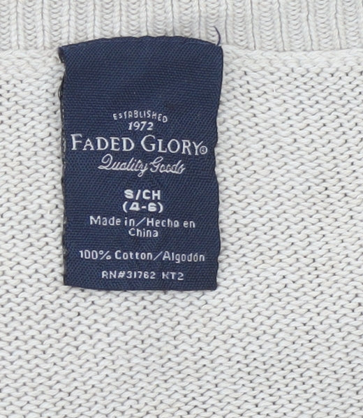 Faded Glory Womens Beige Fair Isle V-Neck Cotton Jumper Size S