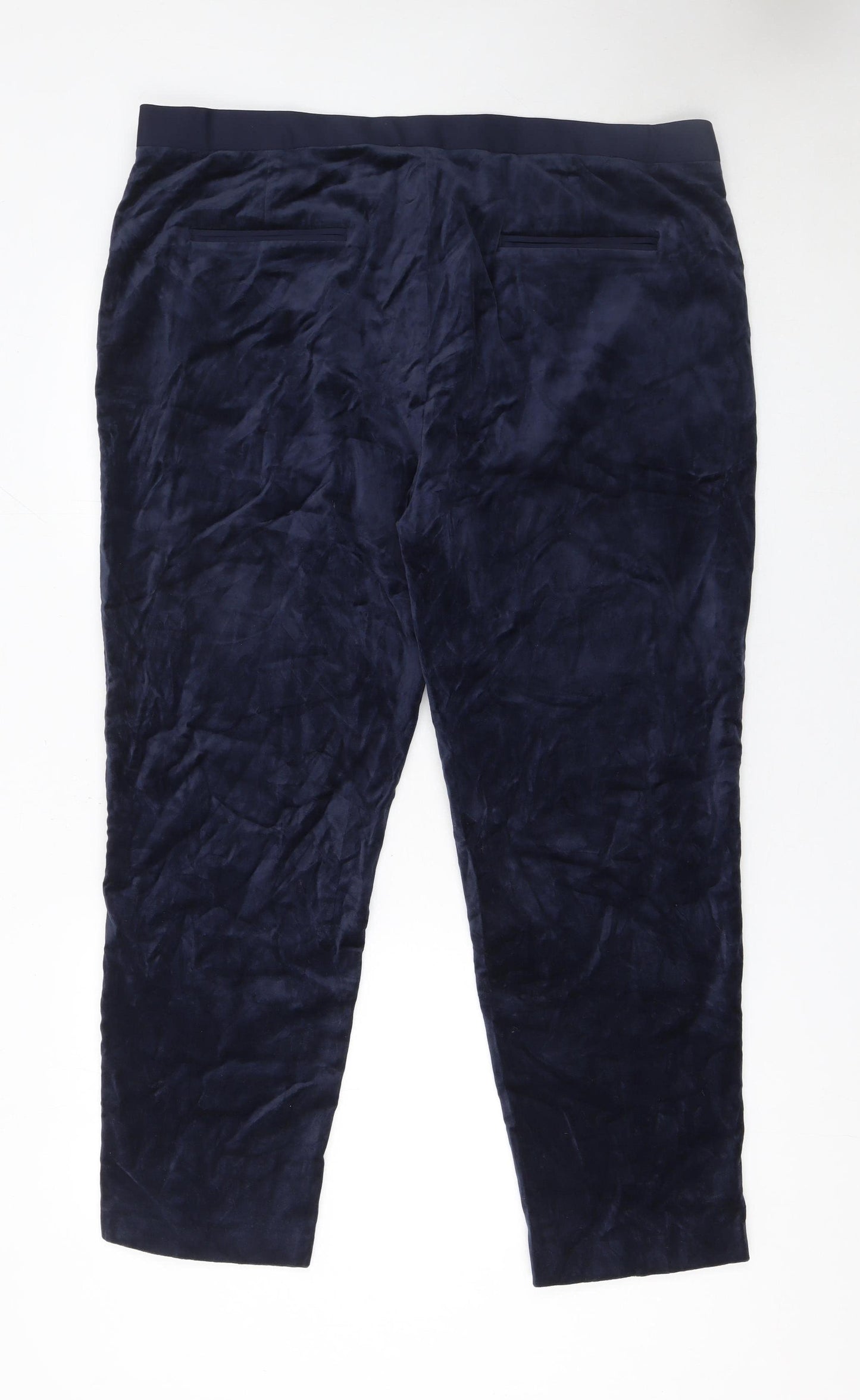 Marks and Spencer Women’s Blue Regular Fit Velvet Trousers Size 20