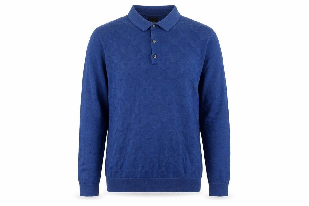 Burton Menswear London Men's Blue Long Sleeve Polo Shirt L