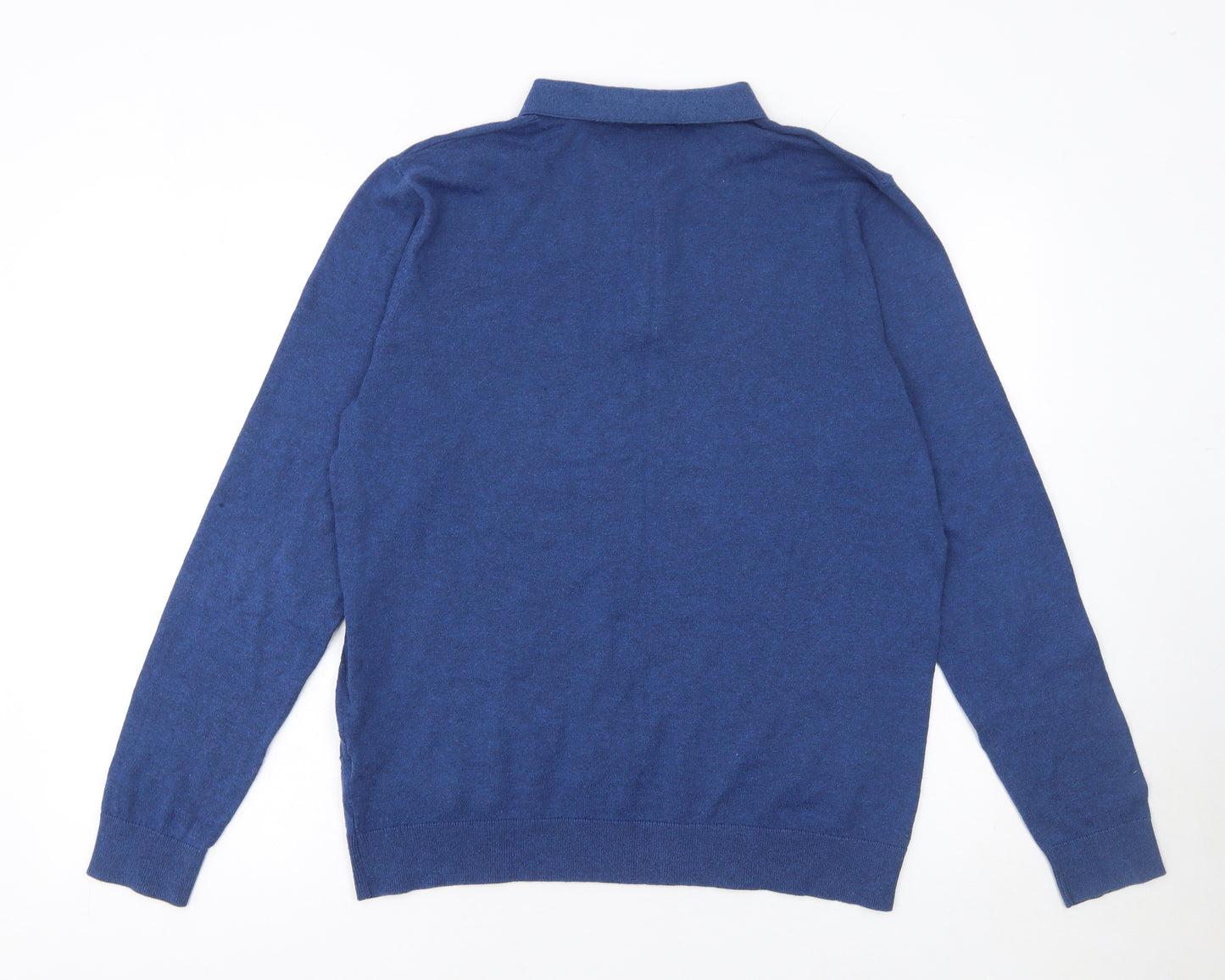 Burton Menswear London Men's Blue Long Sleeve Polo Shirt L