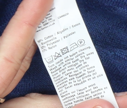 Burton Menswear London Men's Blue Long Sleeve Polo Shirt L