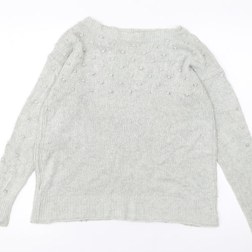 White Stuff Women’s Grey Crew Neck Merino Wool Blend Jumper UK 12