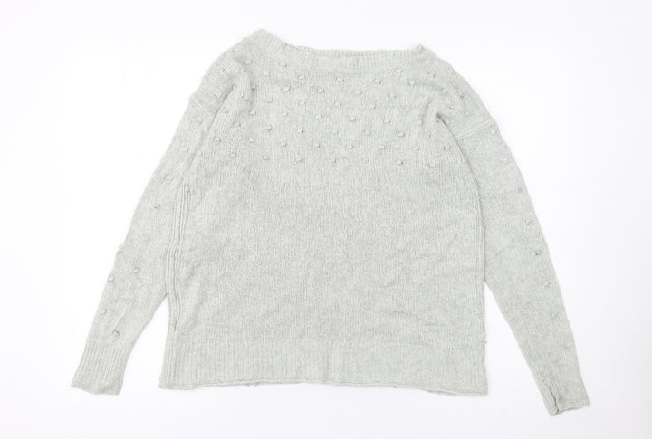 White Stuff Women’s Grey Crew Neck Merino Wool Blend Jumper UK 12