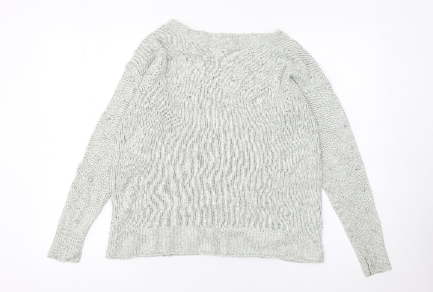 White Stuff Women’s Grey Crew Neck Merino Wool Blend Jumper UK 12