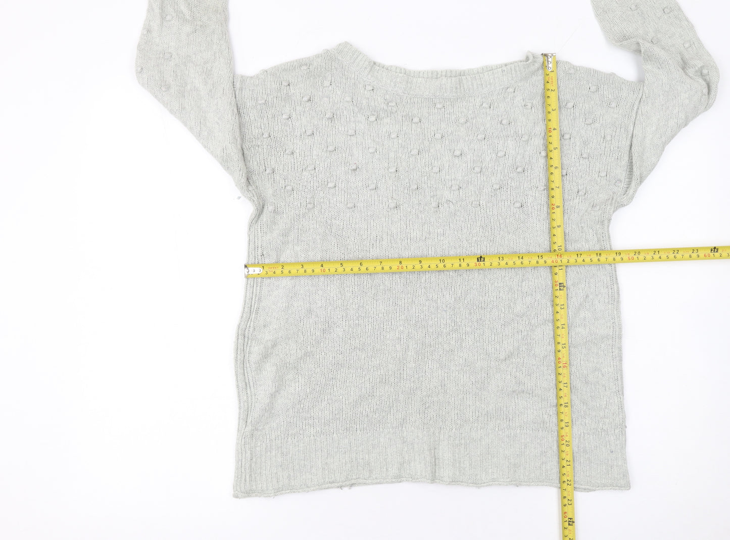 White Stuff Women’s Grey Crew Neck Merino Wool Blend Jumper UK 12