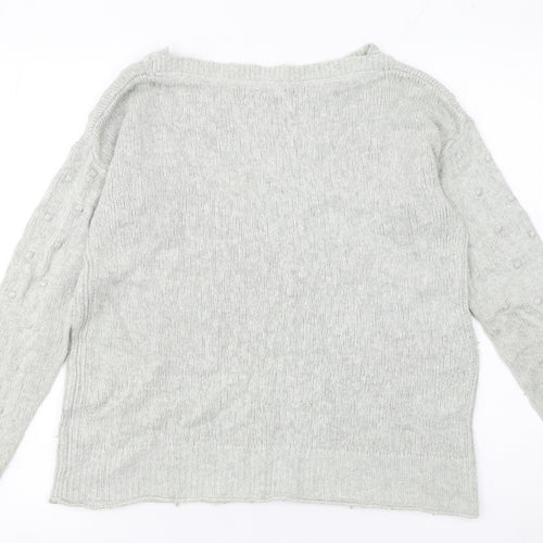 White Stuff Women’s Grey Crew Neck Merino Wool Blend Jumper UK 12