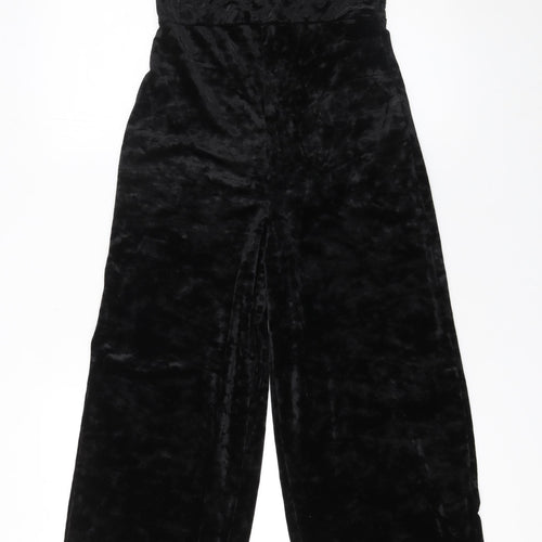 Pins and Needles Womens Black Velvet Wide-Leg Jumpsuit XS