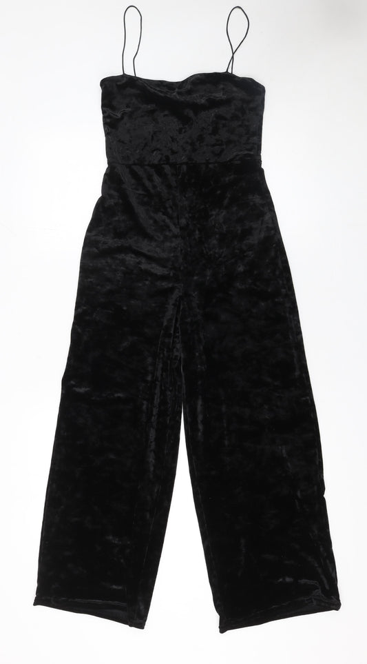 Pins and Needles Womens Black Velvet Wide-Leg Jumpsuit XS