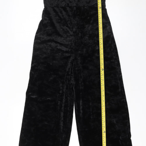 Pins and Needles Womens Black Velvet Wide-Leg Jumpsuit XS