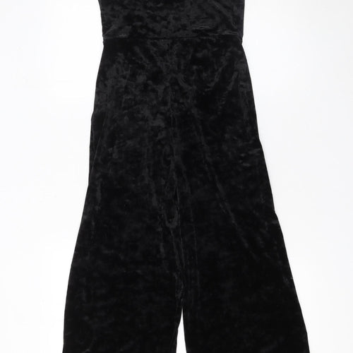Pins and Needles Womens Black Velvet Wide-Leg Jumpsuit XS
